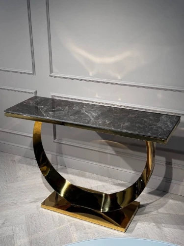 Стол-консоль Прайм IST-803,120х40х78 см, черный мрамор/золотой