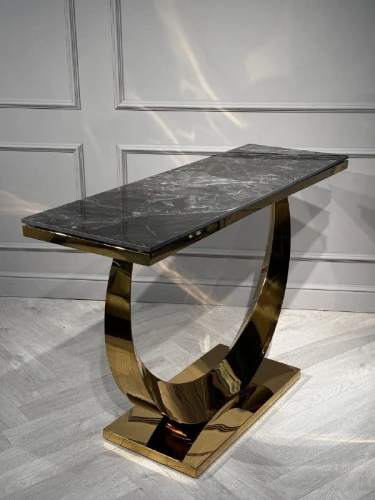 Стол-консоль Прайм IST-803,120х40х78 см, черный мрамор/золотой