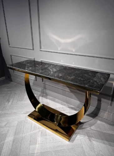 Стол-консоль Прайм IST-803,120х40х78 см, черный мрамор/золотой