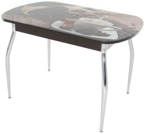 Стол «Ривьера» фотопечать Кофе 22, хром