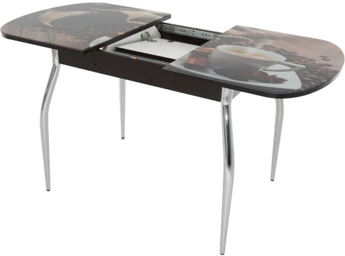 Стол «Ривьера» фотопечать Кофе 22, хром