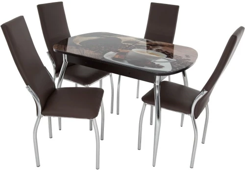 Стол «Ривьера» фотопечать Кофе 22, хром