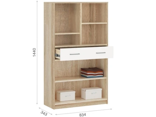 Комод «Стелс» 1в2д1ящ, Дуб сонома/белый