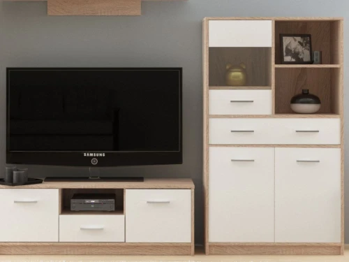 Комод «Стелс» 1в2д1ящ, Дуб сонома/белый