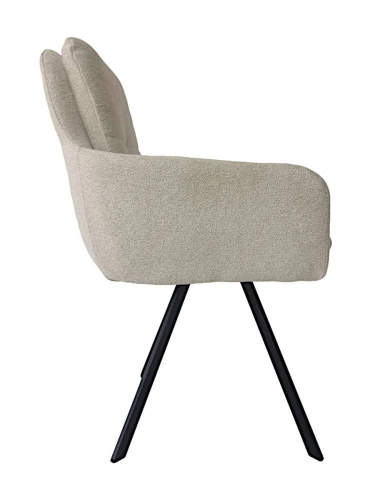 DC23071F Стул мягкий поворотный 360*с подлокот,БЕЖЕВЫЙ, каркас металл черный КВАДРАТ