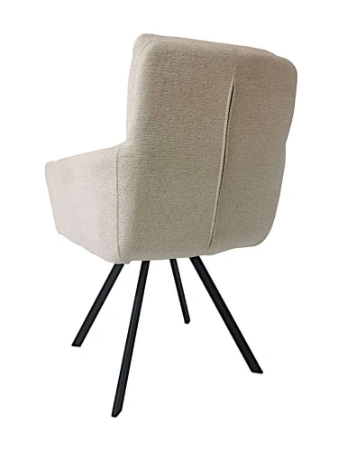 DC23071F Стул мягкий поворотный 360*с подлокот,БЕЖЕВЫЙ, каркас металл черный КВАДРАТ