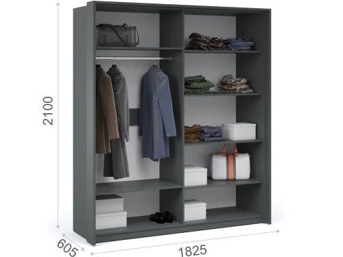 Шкаф «Мишель» 4-х дверный, Антрацит/Белый жемчуг