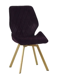 DC233 Стул мягкий поворотный 360, БРУСНИЧНЫЙ#M420-26 велюр, каркас металл, шампань КВАДРАТ