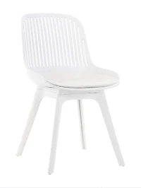 DC270 Стул пластиковый, БЕЛЫЙ c подушкой, ноги белые