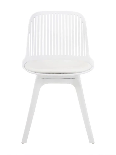 DC270 Стул пластиковый, БЕЛЫЙ c подушкой, ноги белые