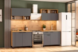Кухонный гарнитур Монако 2м., Дуб Золотой, Графит