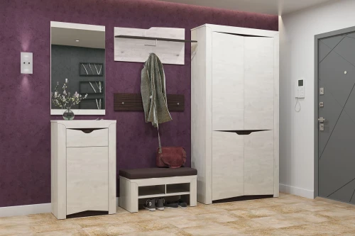 Шкаф двухстворчатый Лючия 33.18, Бетон пайн белый, Венге