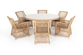 "Эспрессо - 150 L" обеденная группа плетеная, цвет соломенный