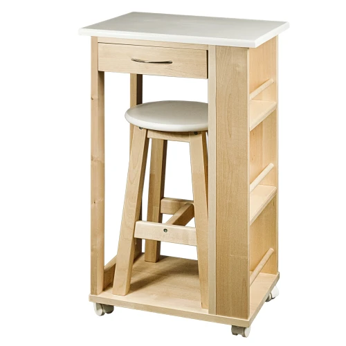 Тумба с табуретом белый/лак