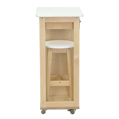 Тумба с табуретом белый/лак