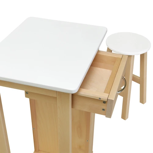 Тумба с табуретом белый/лак