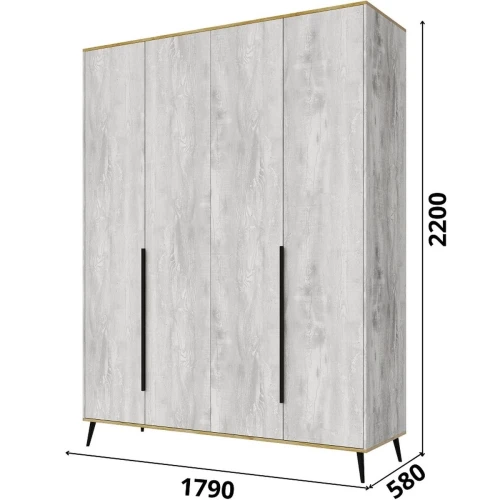 Шкаф «Саванна» 4Д КМК 0973.14, бетон пайн светлый/дуб наварра