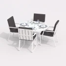 Обеденная группа DIVA ALBA  каркас белый / стол стекло диа 110 / ткань антрацит