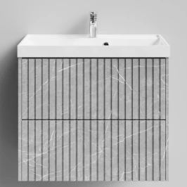 Тумба Тач 70 подвесной, Мрамор Белый софт тач 4044-2 Vodok с раковиной в комплекте