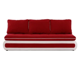 Диван прямой, еврокнижка "Оскар" 144, велюр красный, ППУ