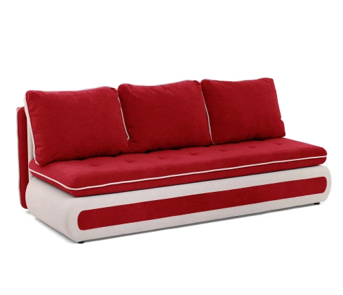 Диван прямой, еврокнижка "Оскар" 144, велюр красный, ППУ