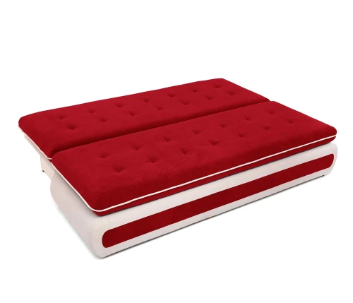Диван прямой, еврокнижка "Оскар" 144, велюр красный, ППУ