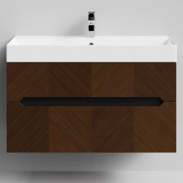 Тумба Элато 100 подвесной, Дуб цвет 11 Vodok с раковиной в комплекте