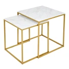 Стол журнальный МеталлАрт М002 белый мрамор/золото