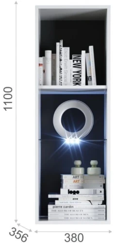 Пенал-витрина «Йорк» навесная (01), ЛВ Белый/белый глянец