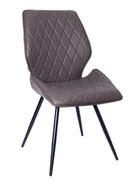 DC231 Стул мягкий поворотный 180, ШОКОЛАД экокожа, каркас металл, черный КРУГЛЫЙ