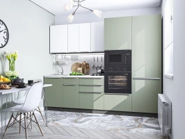 Кухня прямая модульная Фьюжн-07 Silky White/Silky Mint Silky White/Silky Mint 2140*2700*600