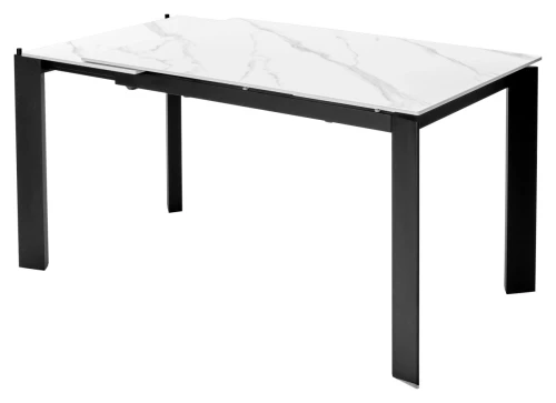 Стол CORNER 120 MATT WHITE MARBLE SOLID CERAMIC / BLACK, ®DISAUR
