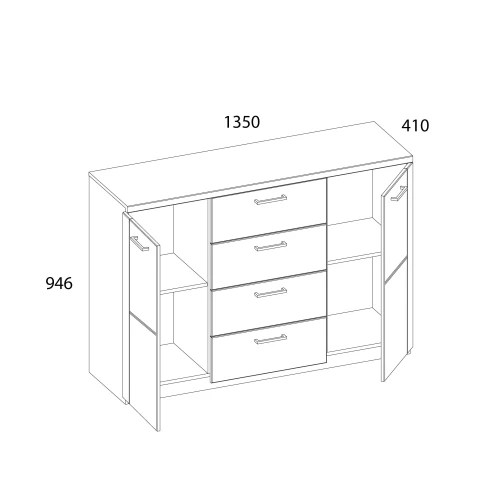 DOORSET, Тумба 2D4S. Цвет ДУБ НАВАРРА