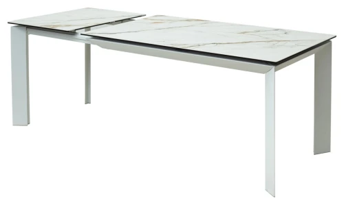 Стол CREMONA 180 KL-188 Контрастный мрамор матовый, итальянская керамика/ белый каркас, ®DISAUR