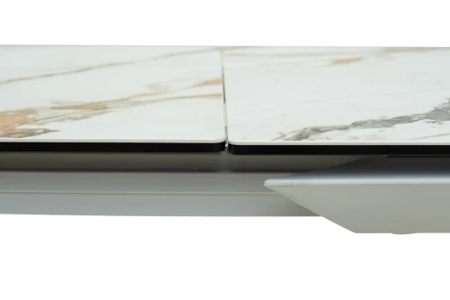 Стол CREMONA 180 KL-188 Контрастный мрамор матовый, итальянская керамика/ белый каркас, ®DISAUR