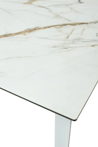 Стол CREMONA 180 KL-188 Контрастный мрамор матовый, итальянская керамика/ белый каркас, ®DISAUR