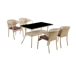 Комплект мебели из искусственного ротанг стол Рио и 4 кресла Греция Wood
