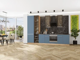 Кухонный гарнитур Фьюжн-08 Silky Blue Дуб Вотан