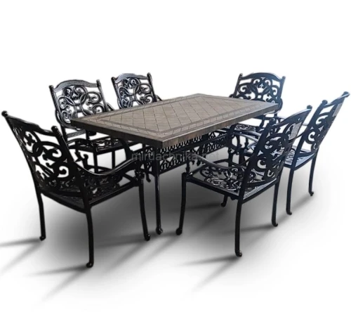 Обеденная мебель из литого алюминия стол с керамикой ДИМИКС «DIMIX» 160х90+ 6 кресел Джунген