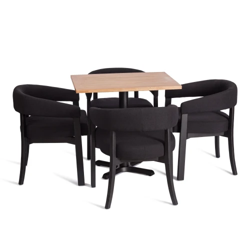 Стул SURTUR дерево вяз/ткань лен, черный/черный лен, 54х53х74 см