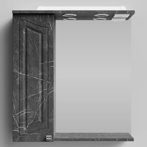 Зеркало Адам 65, Мрамор Графит софт тач ПВХ 4044-3, левая