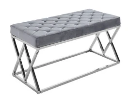 BBS-3 Банкетка мягкая, СЕРАЯ велюр, основание метал хром