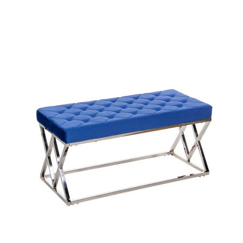 BBS-3 Банкетка мягкая, СЕРАЯ велюр, основание метал хром