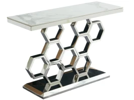 Стол-консоль Фьюжн IST-802,120х40х78 см, белый бентли/серебро