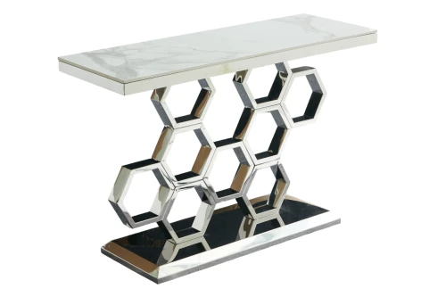 Стол-консоль Фьюжн IST-802,120х40х78 см, белый бентли/серебро