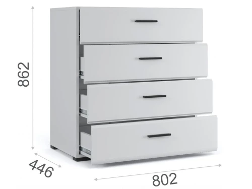 Комод «Йорк» 4ящ, Белый/белый глянец