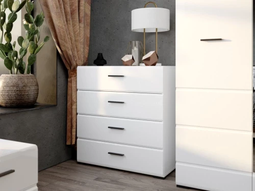 Комод «Йорк» 4ящ, Белый/белый глянец