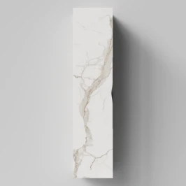 Пенал Марко 35 подвесной, дверь, ручки Черные, Мрамор Белый натур милк ПВХ 2537, левый