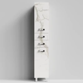 Пенал Орландо 35 напольный, Мрамор Белый натур милк ПВХ 2537, правый