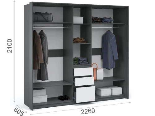 Шкаф «Мишель» 5дв, Антрацит/Белый жемчуг